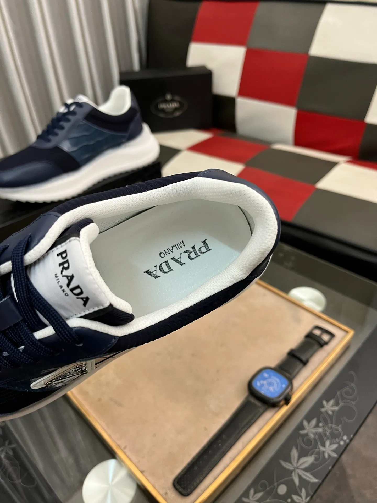 Men's shoes 💰458⌚️⌚️[PRADA] Prada Hong Kong counter casual shoes, counter quality, high-quality workmanship, uppers made of imported breathable fly-knit mesh fabric, comfortable and breathable lining, original air-cushion elastic outsole, casual fashion, high-end quality, size: 38-444️⃣Colors available